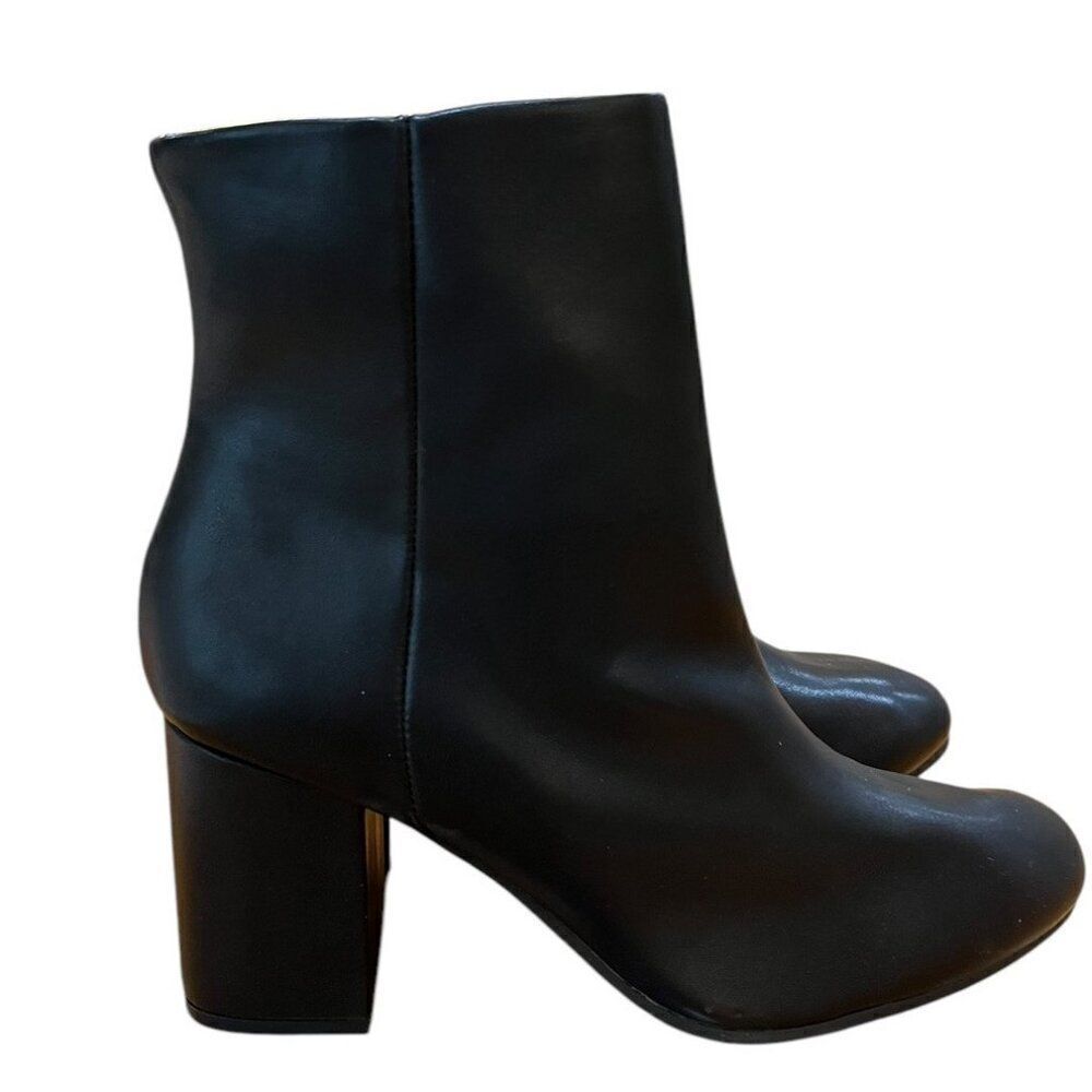Womens Size 9 Black Platform Calf Boots Side Zip Qupid